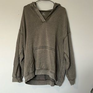 Aerie Hooded Pullover V Neck Jacket
